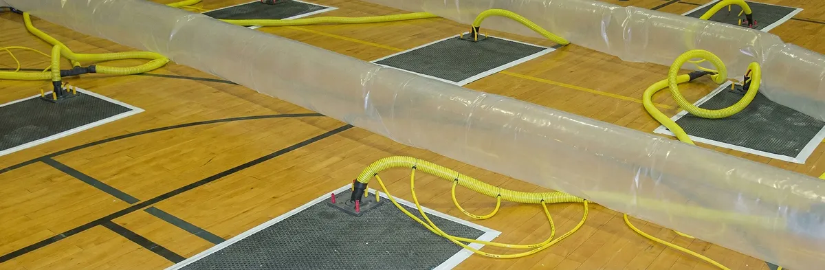 water clean up drying system set up to remove moisture and prevent further damage in Miami, FL