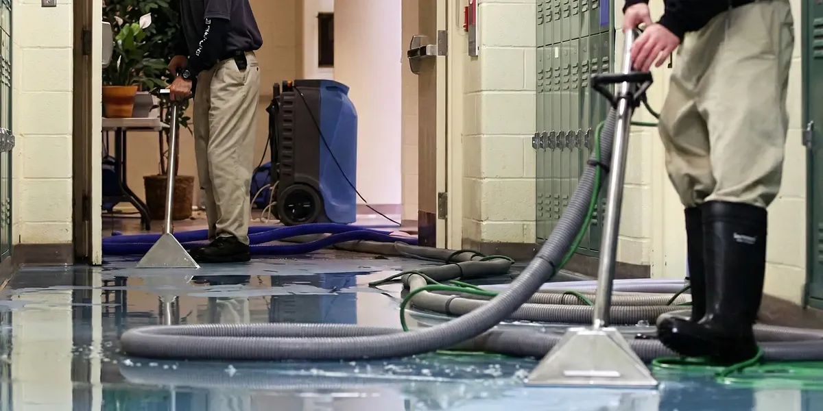 water damage restoration technicians performing professional water extraction inside a property in Miami, FL